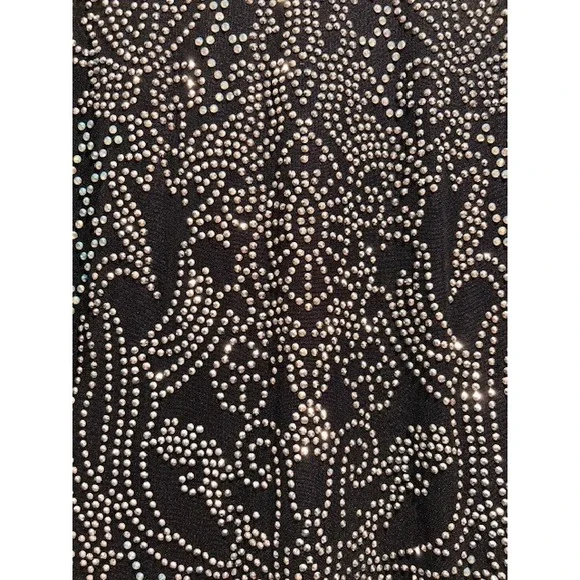 NWOT Rhinestone Mock Neck Long Sleeve Micromeshi Bodycon Dress - Picture 6 of 6